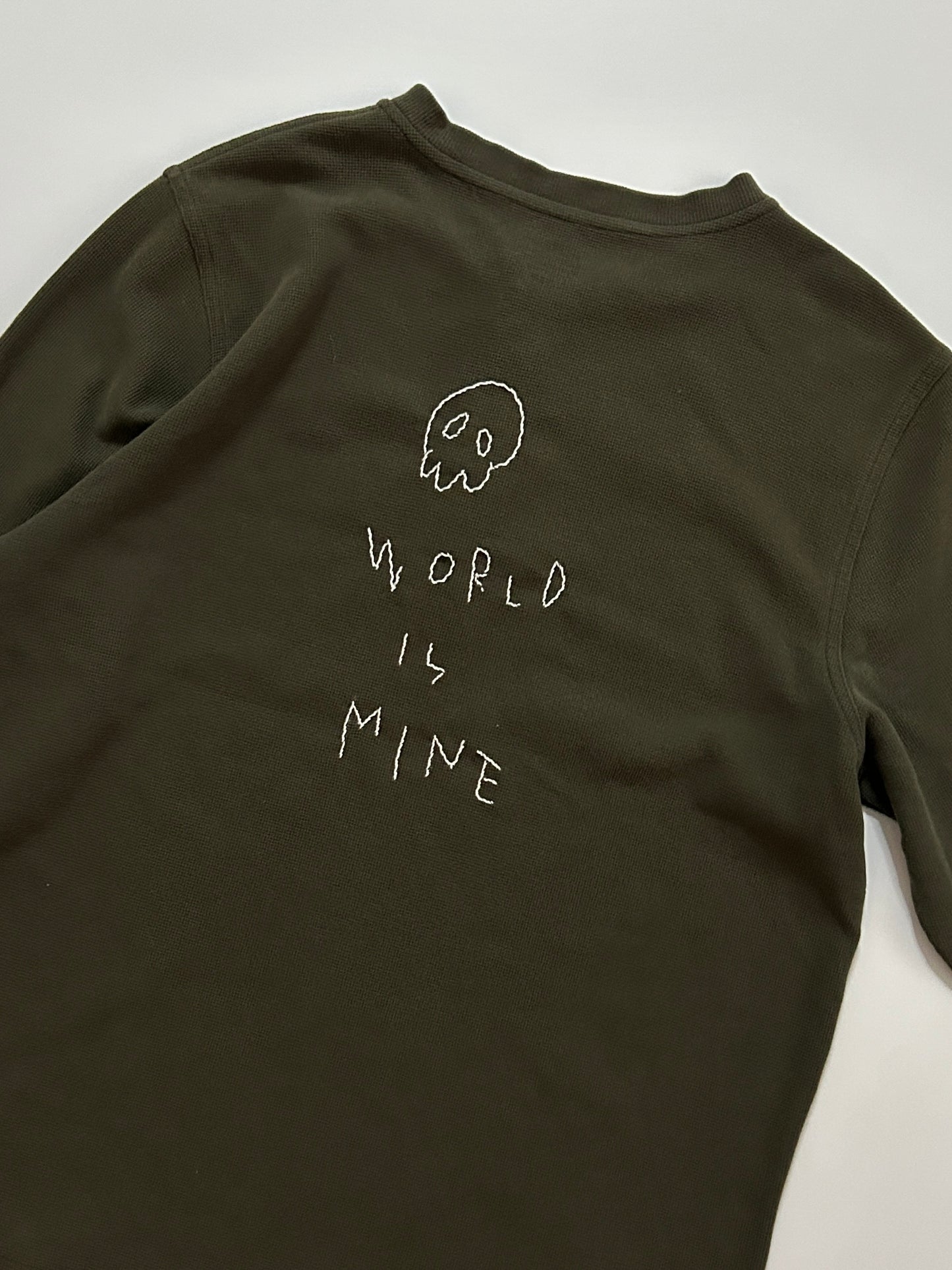 sashiko salvage Waffle Henley Shirt001