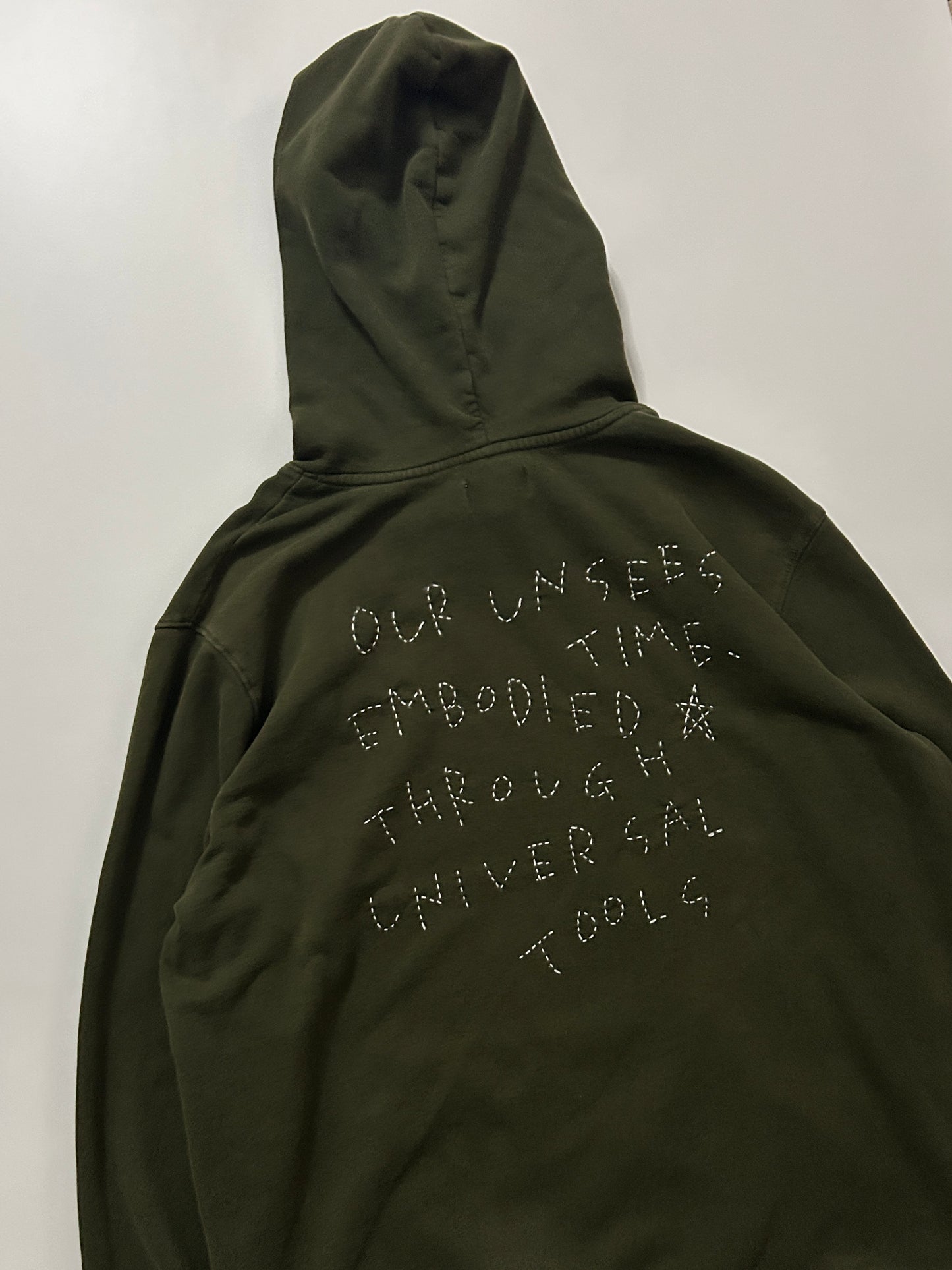 sashiko salvage emblem hoodie OEU004