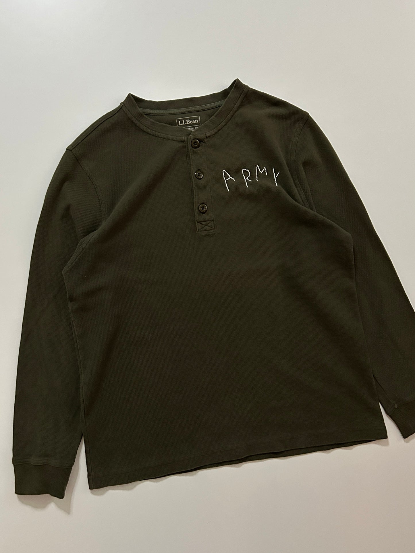 sashiko salvage Waffle Henley Shirt001