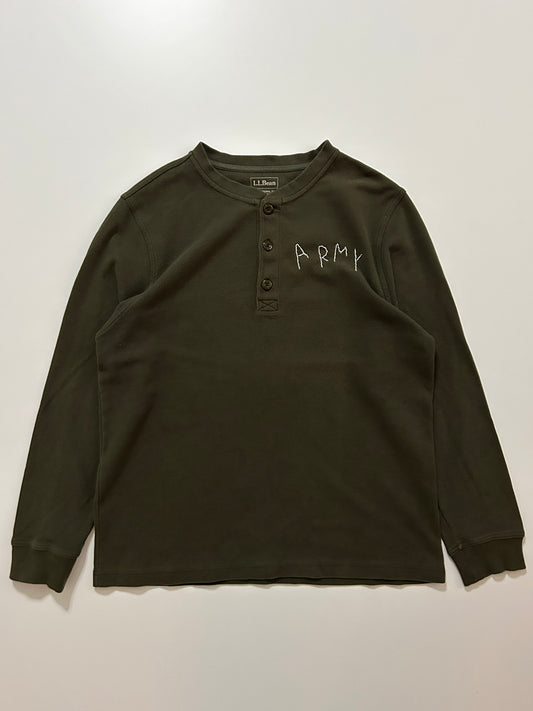 sashiko salvage Waffle Henley Shirt001