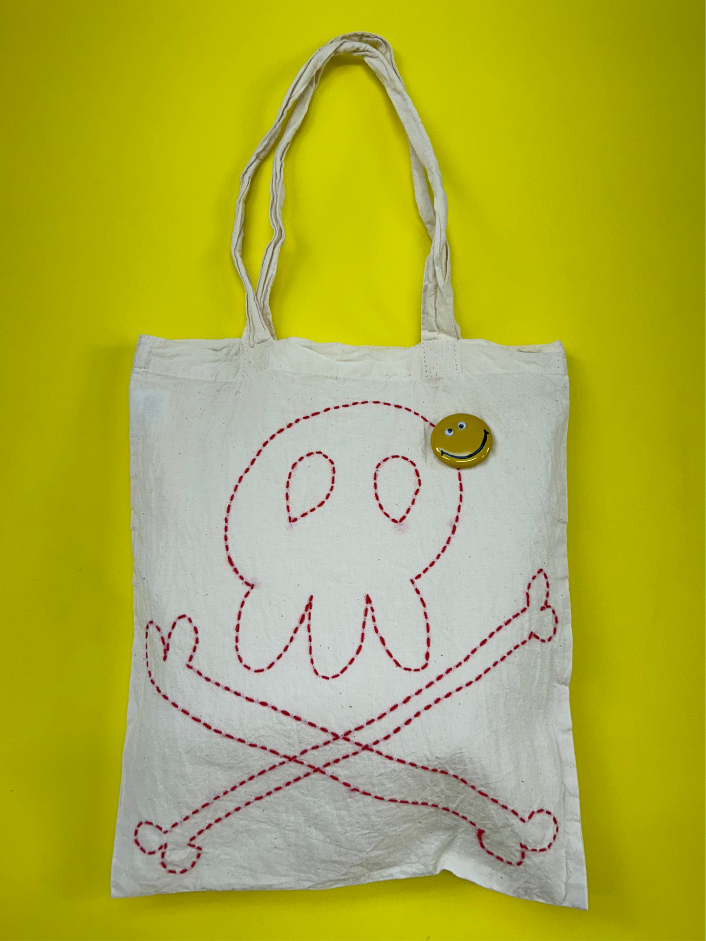 sashiko cotton  totebag skull 106