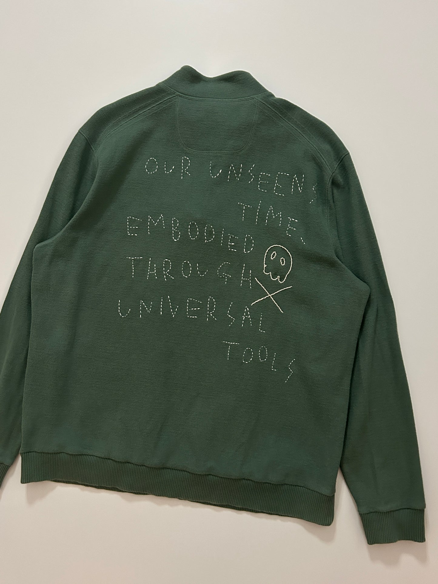 sashiko salvage half zip sweat 001