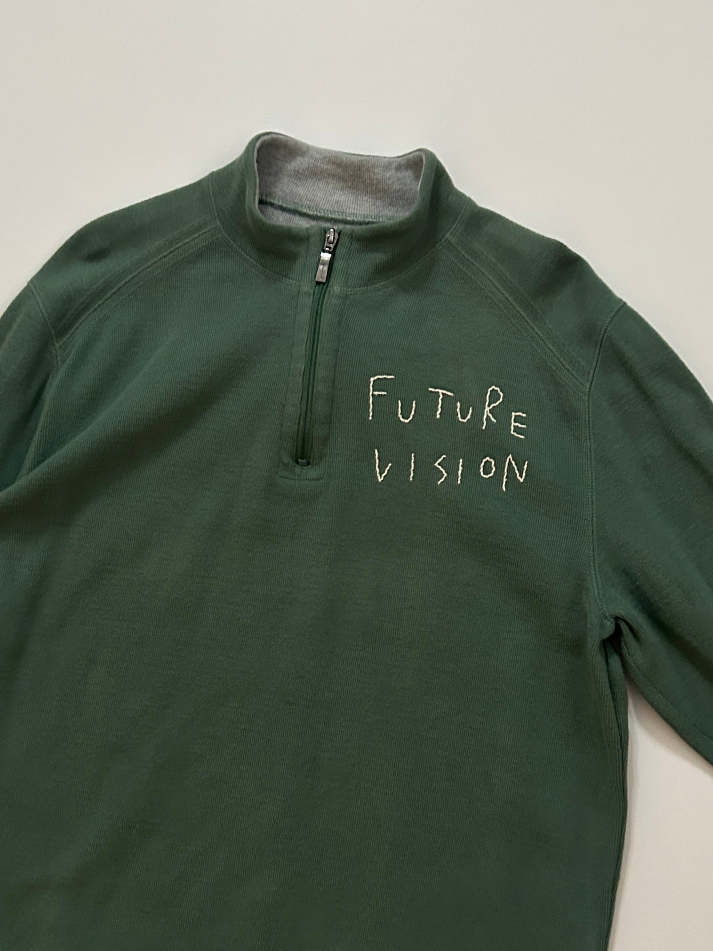 sashiko salvage half zip sweat 001
