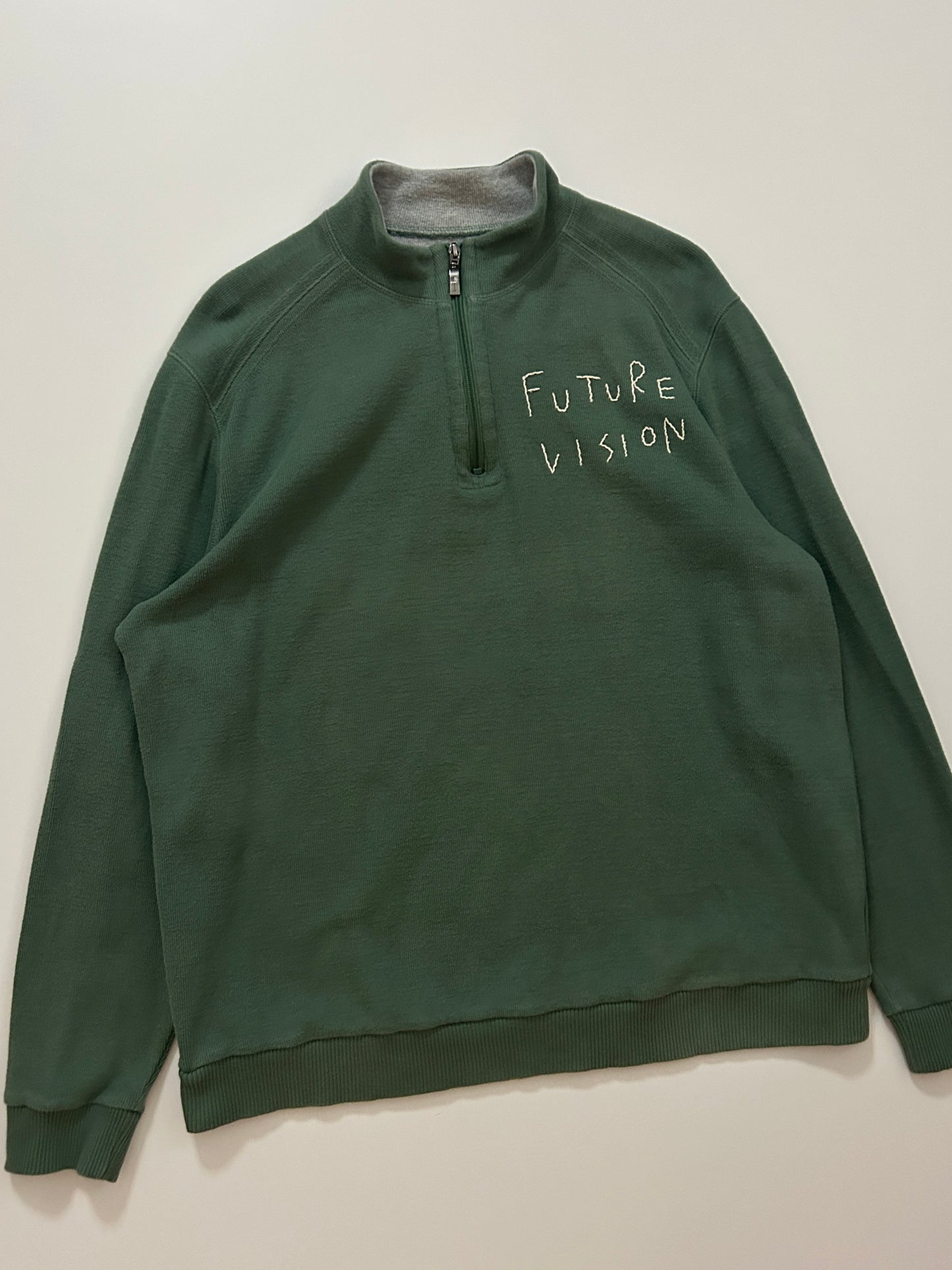 sashiko salvage half zip sweat 001