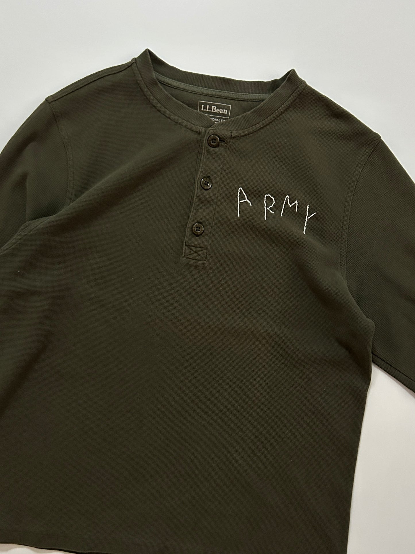 sashiko salvage Waffle Henley Shirt001