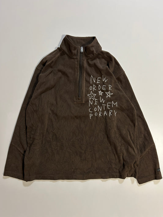 sashiko salvage corduroy half-Zip pullover001