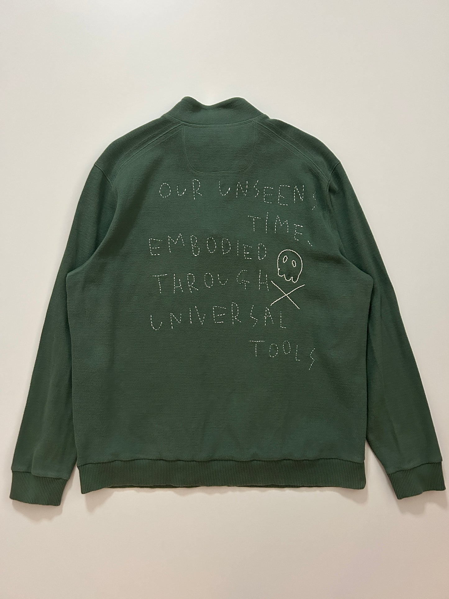 sashiko salvage half zip sweat 001