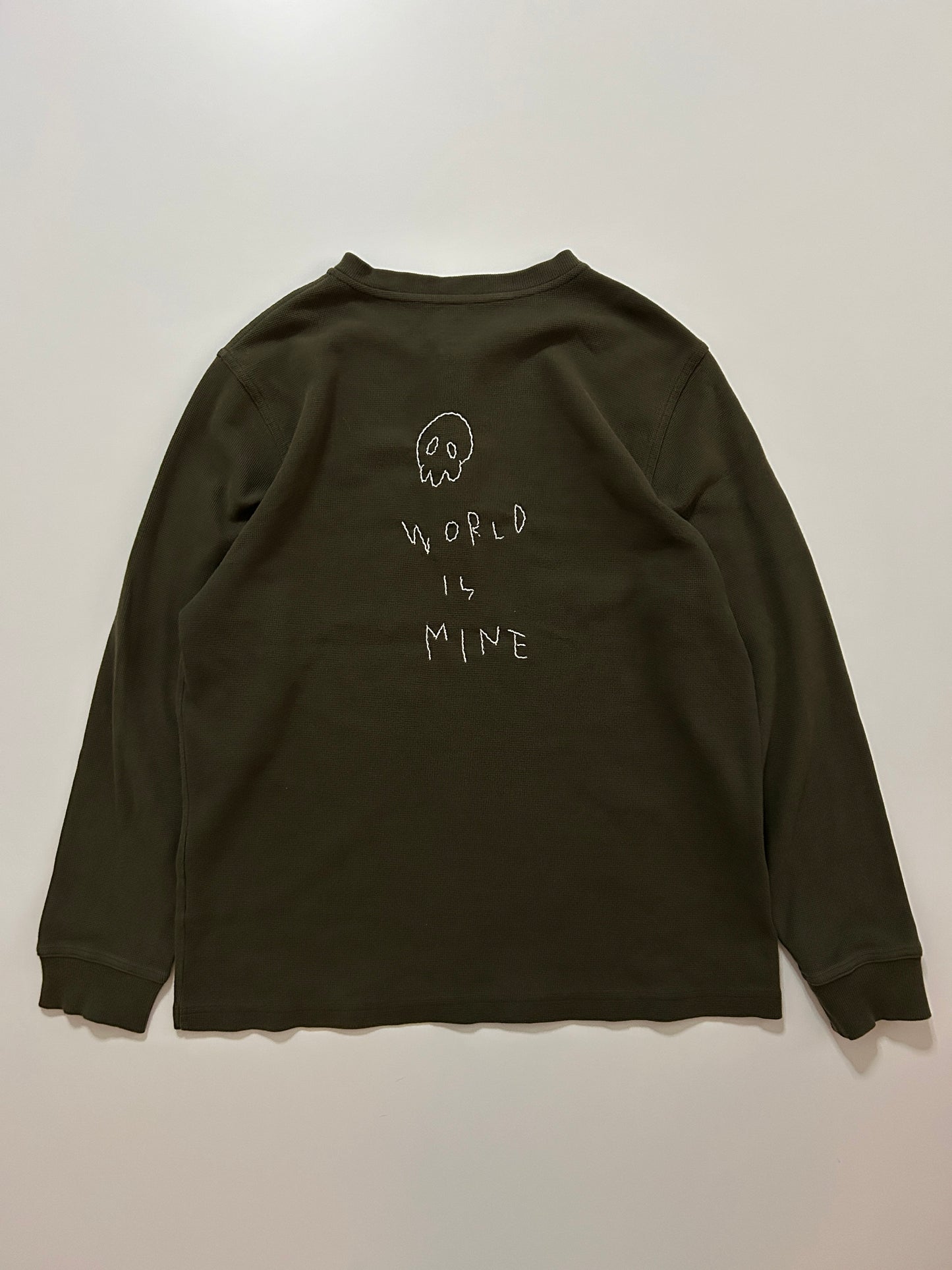 sashiko salvage Waffle Henley Shirt001