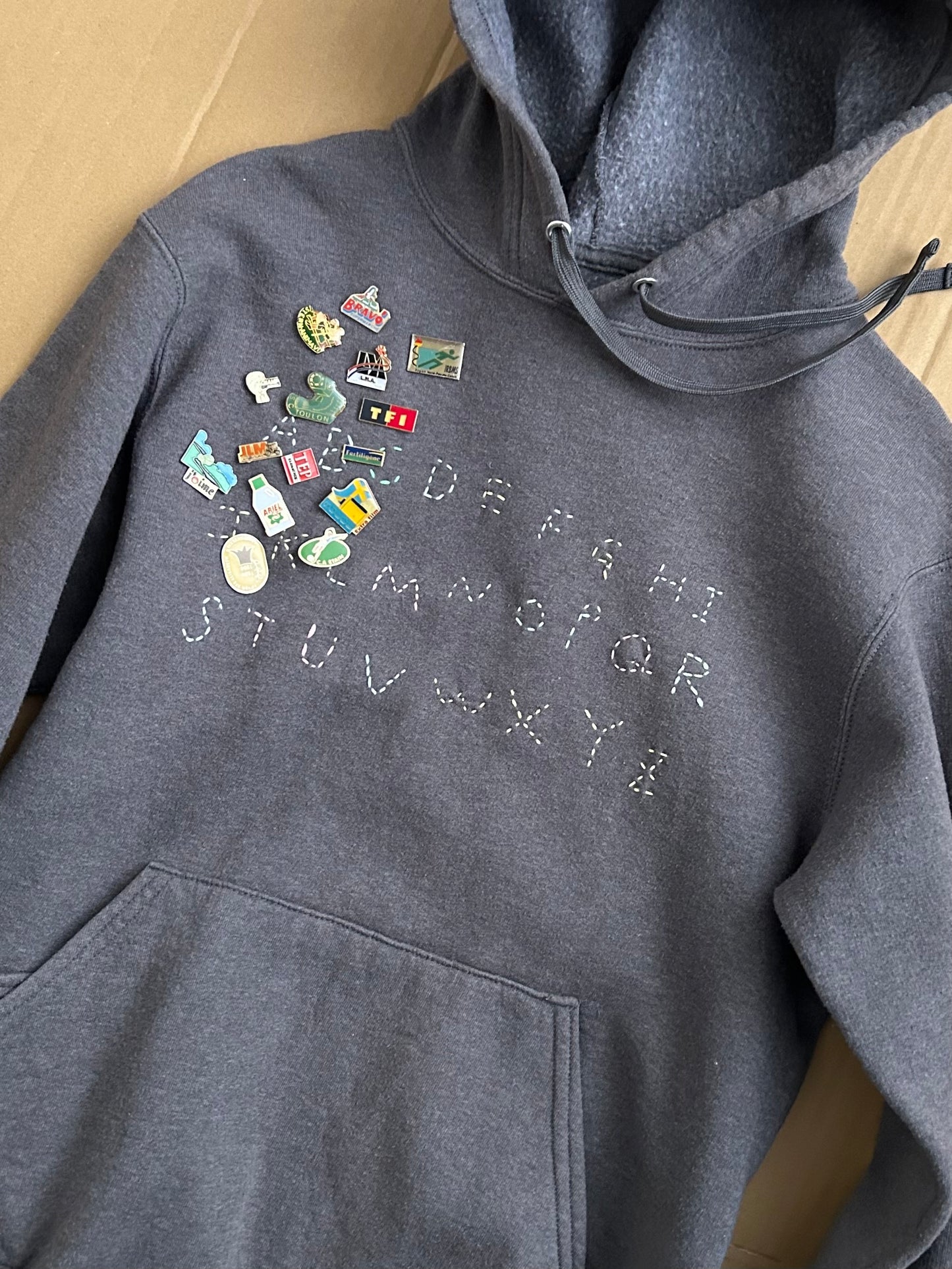 sashiko pins salvage hoodie 001