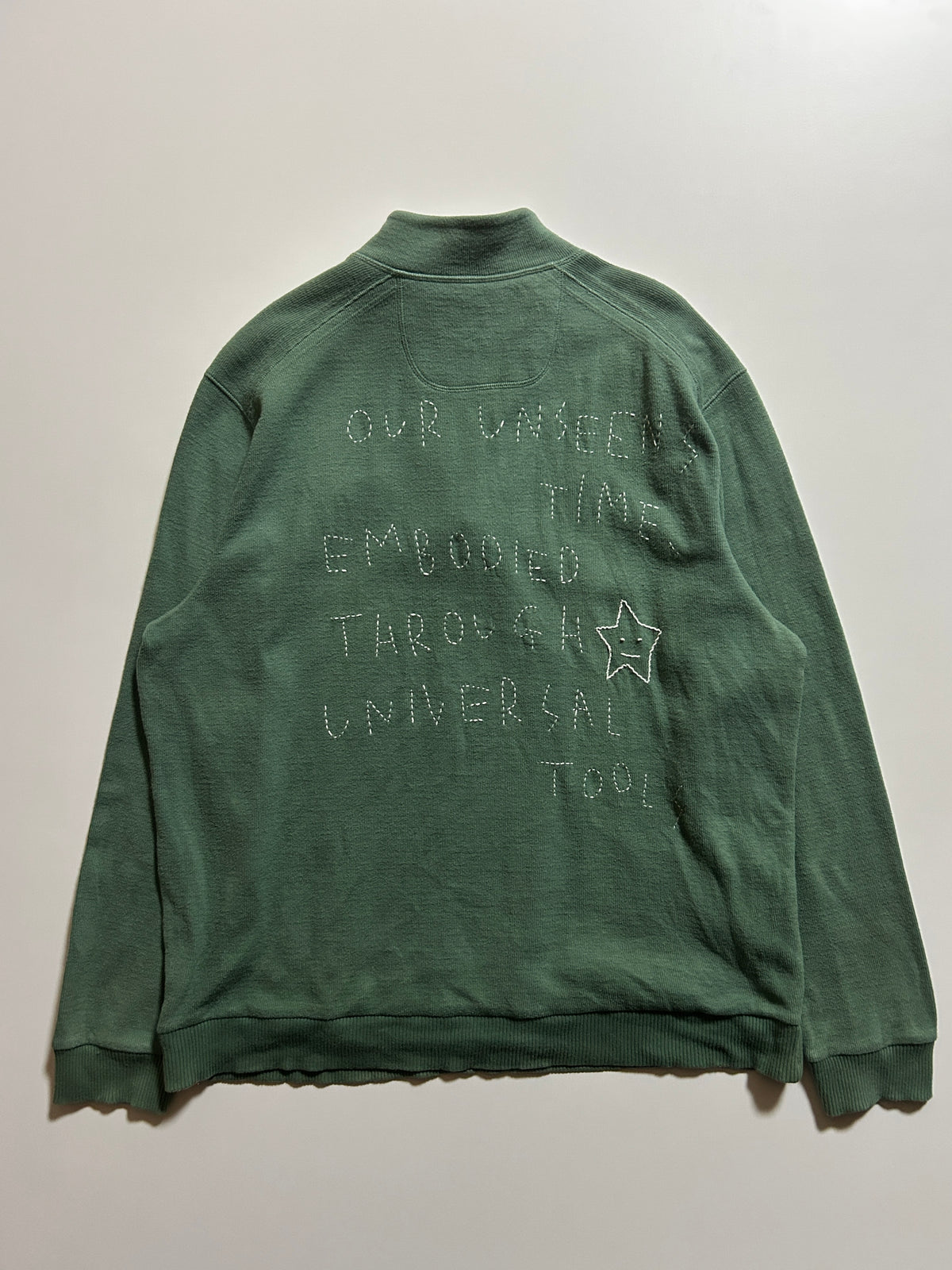 sashiko salvage half zip sweat 009