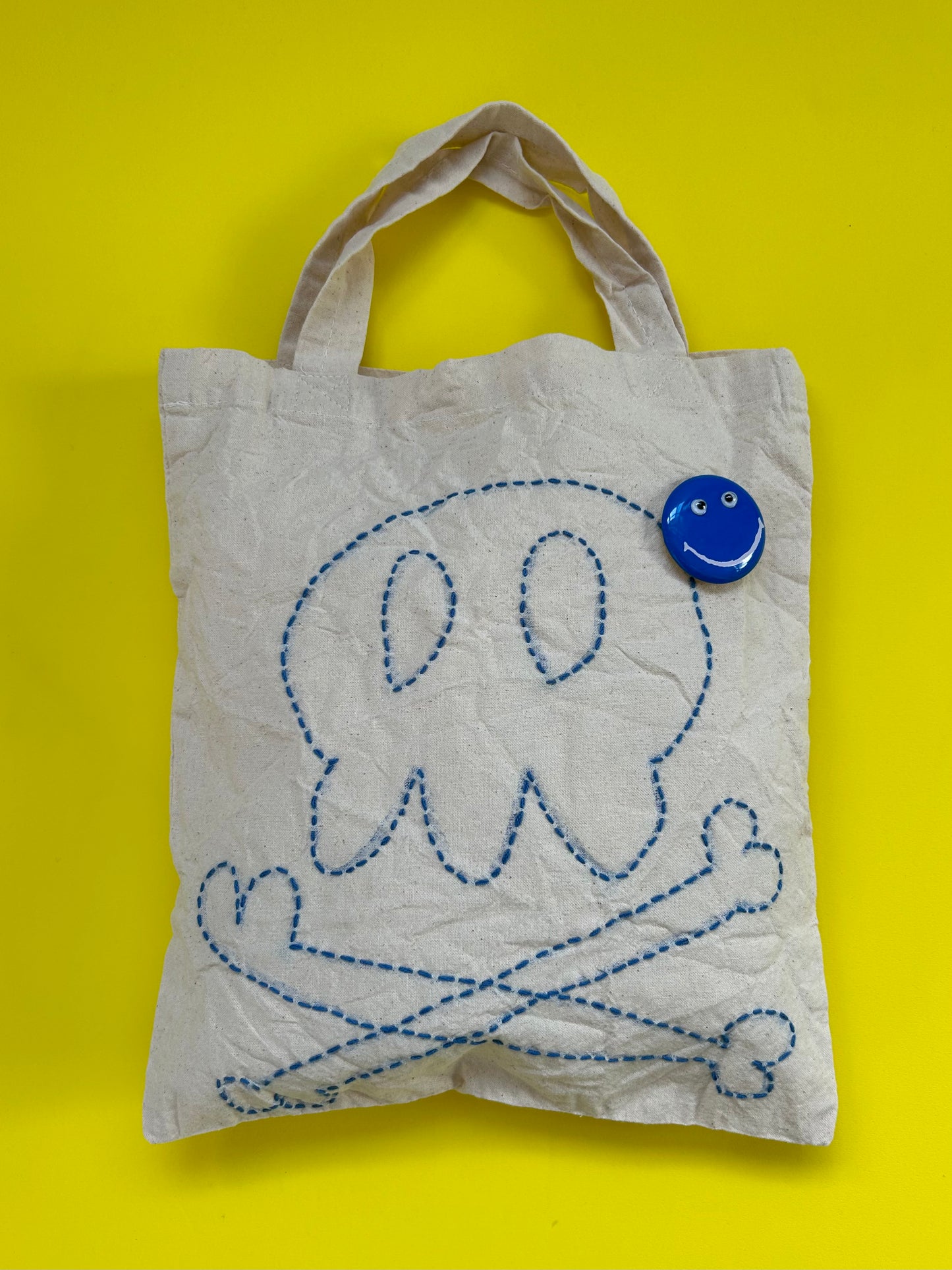 sashiko cotton totebag(S)skull 001