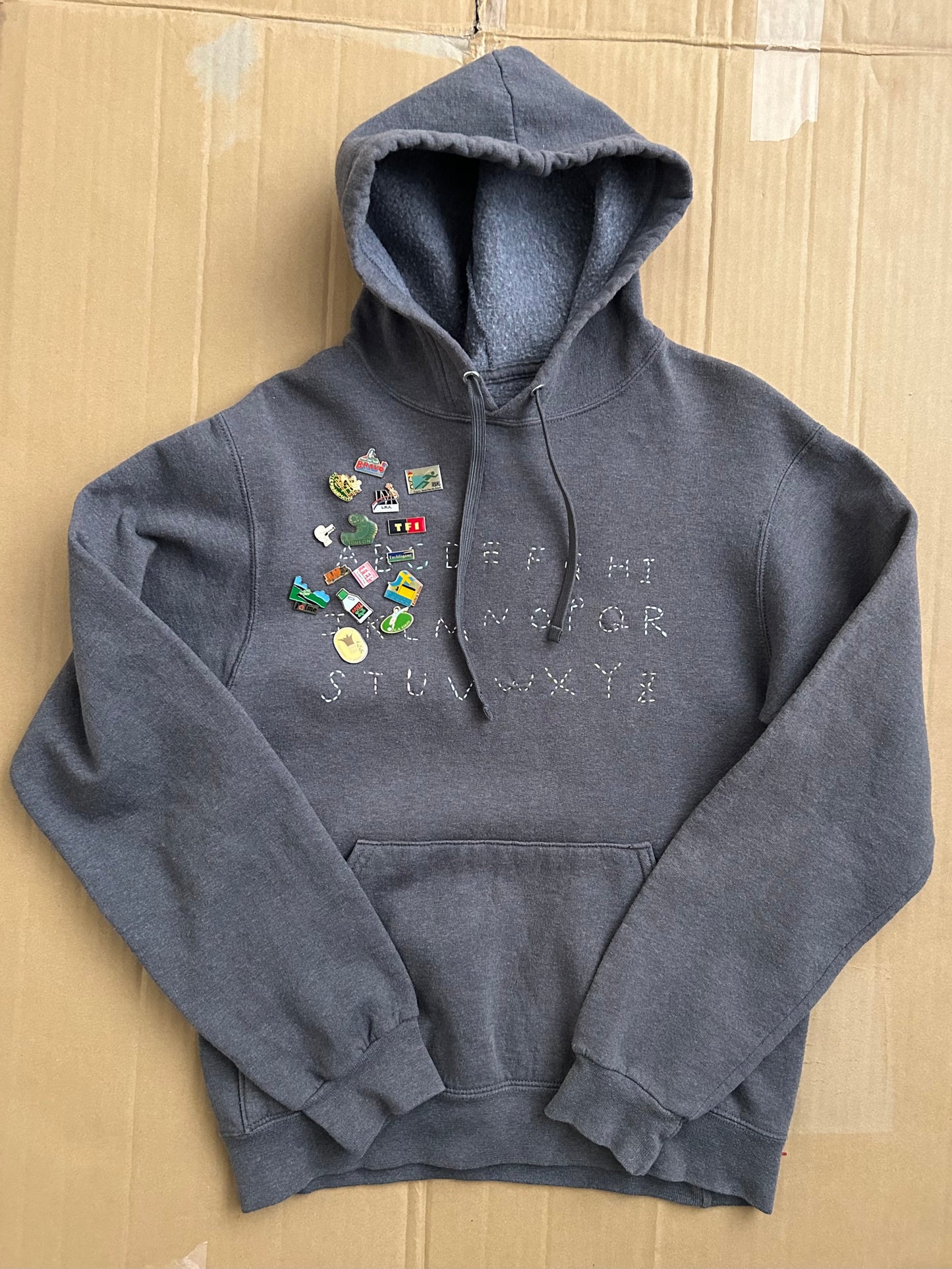 sashiko pins salvage hoodie 001