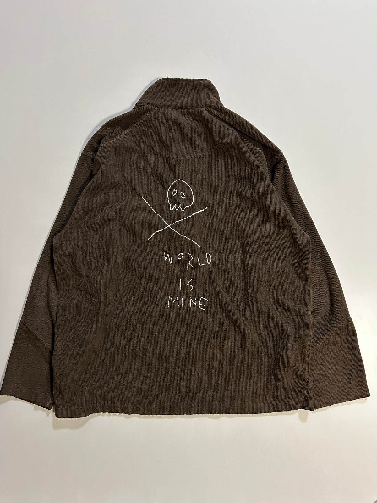 sashiko salvage corduroy half-Zip pullover001