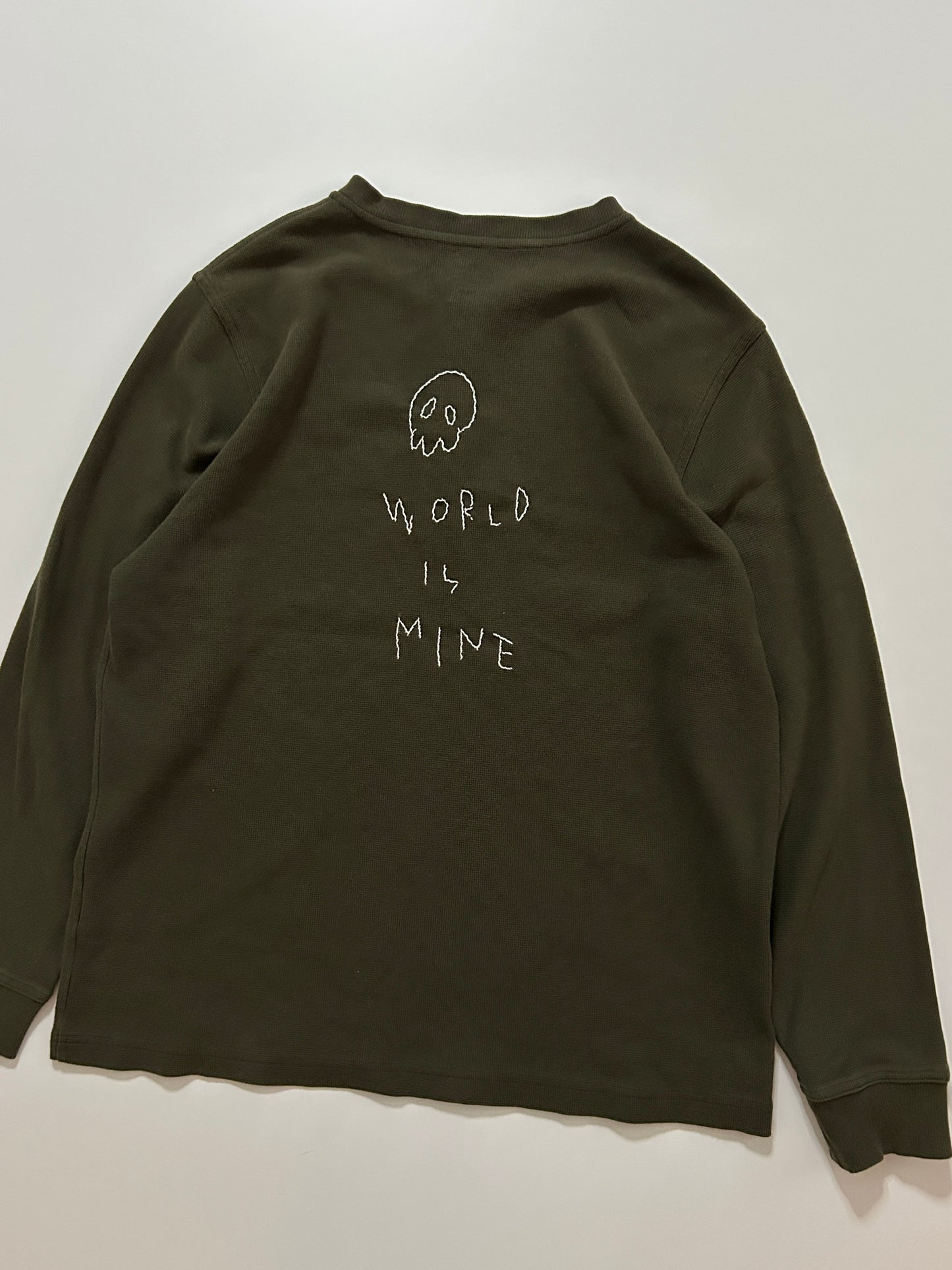 sashiko salvage Waffle Henley Shirt001