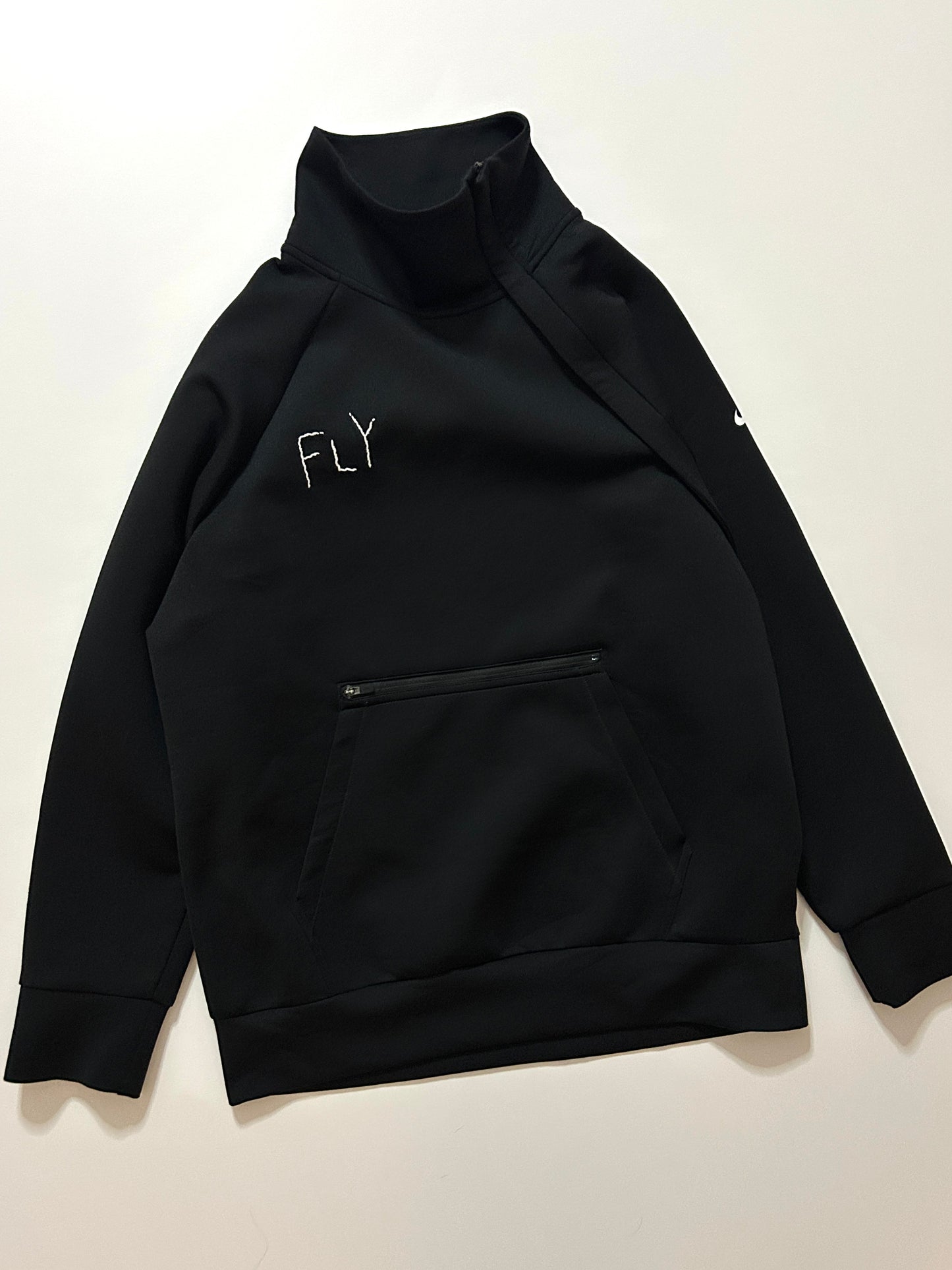 sashiko salvage half-zip Mock Sweat001