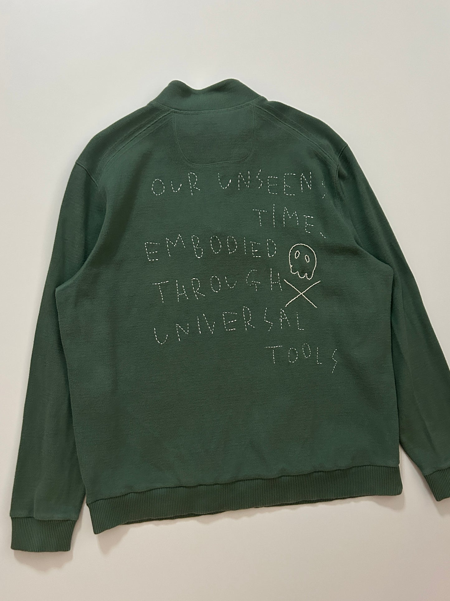 sashiko salvage half zip sweat 001