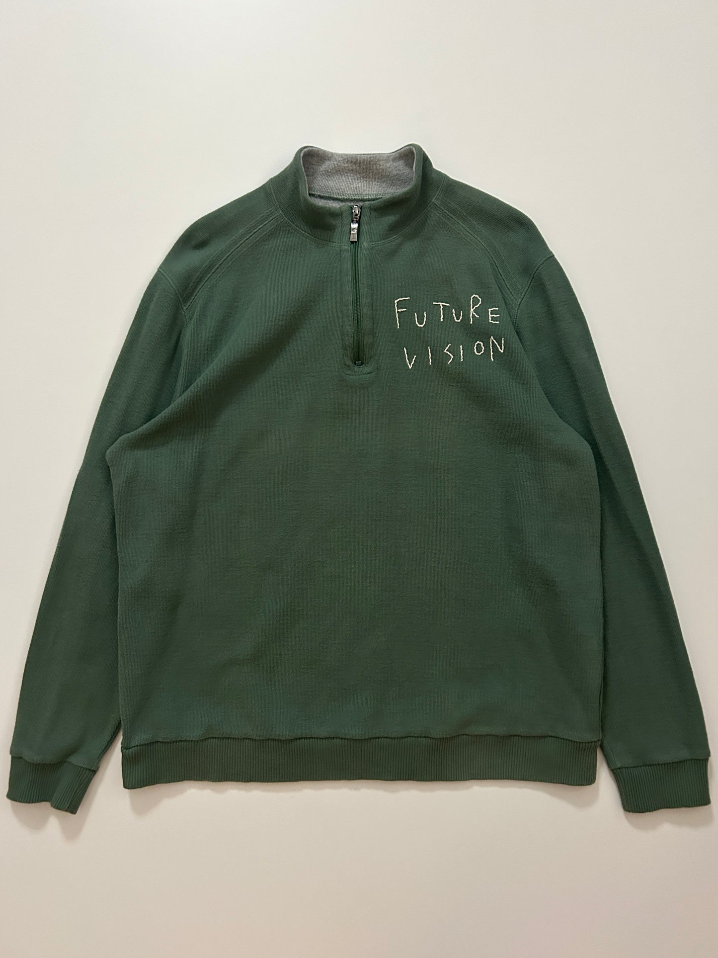 sashiko salvage half zip sweat 001