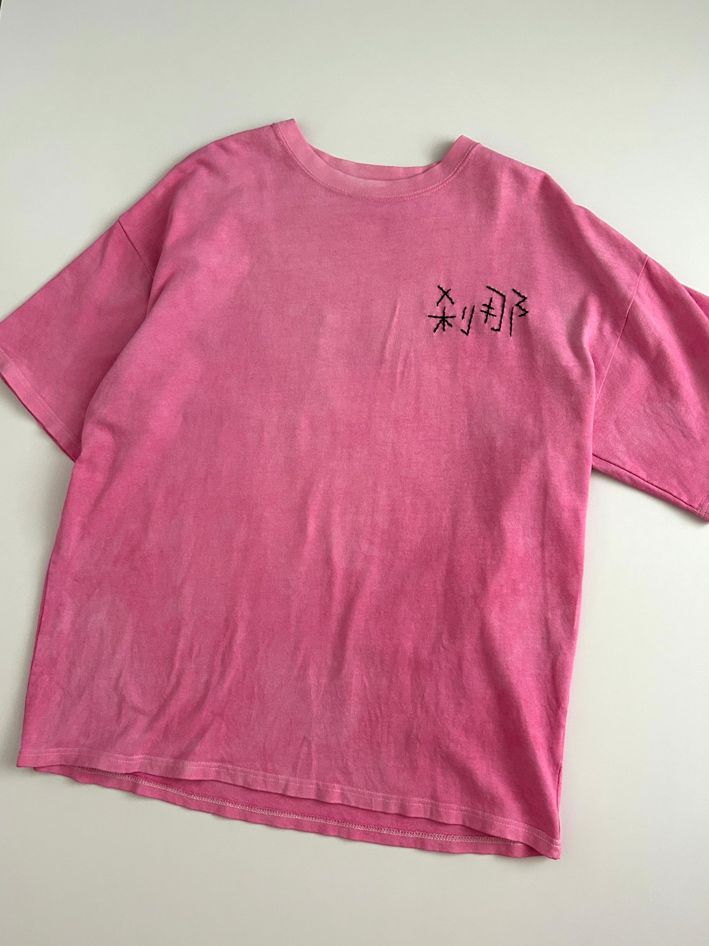 sashiko salvage uneven dyeing T-shirt023