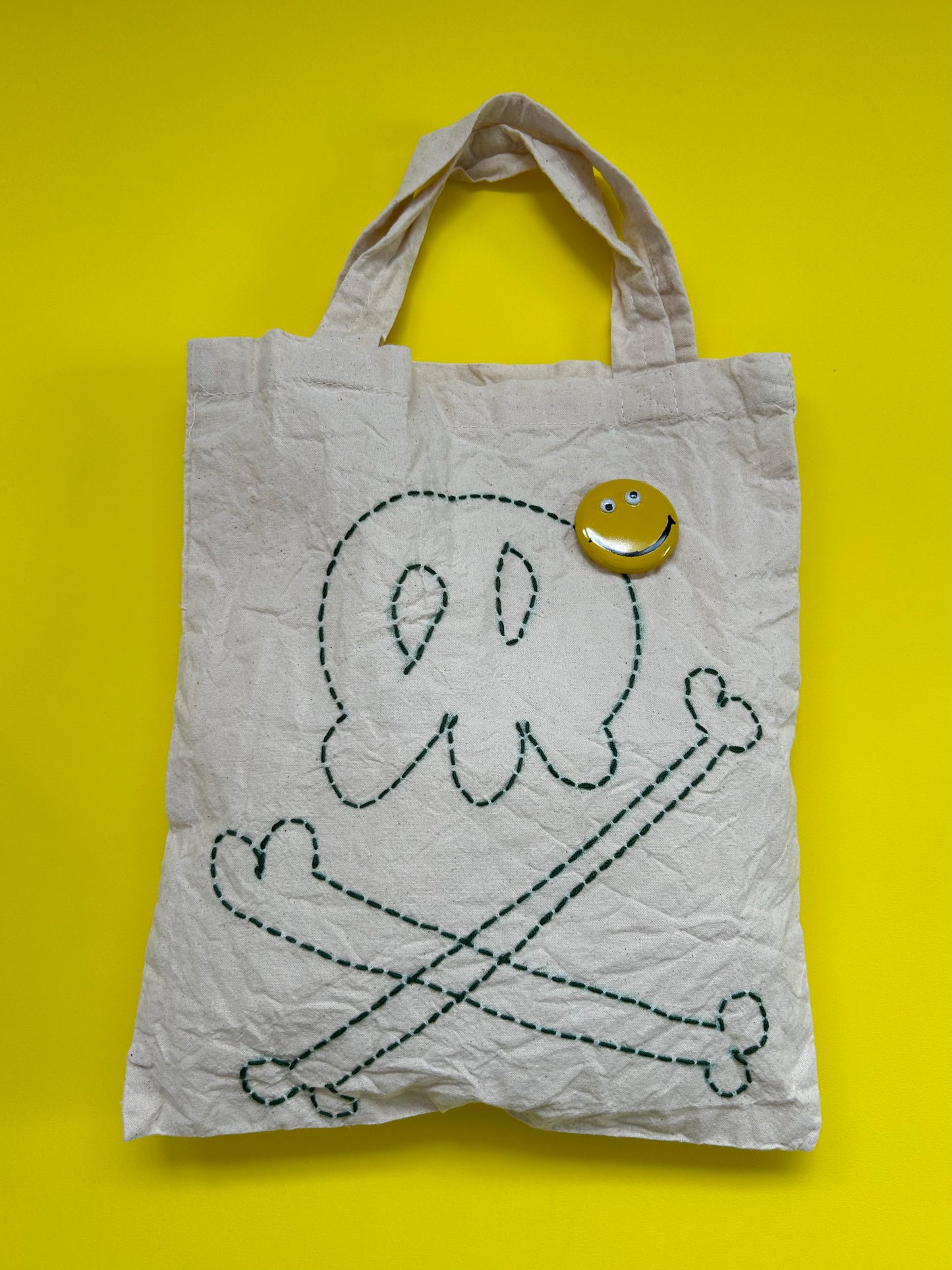 sashiko cotton totebag (S)skull002