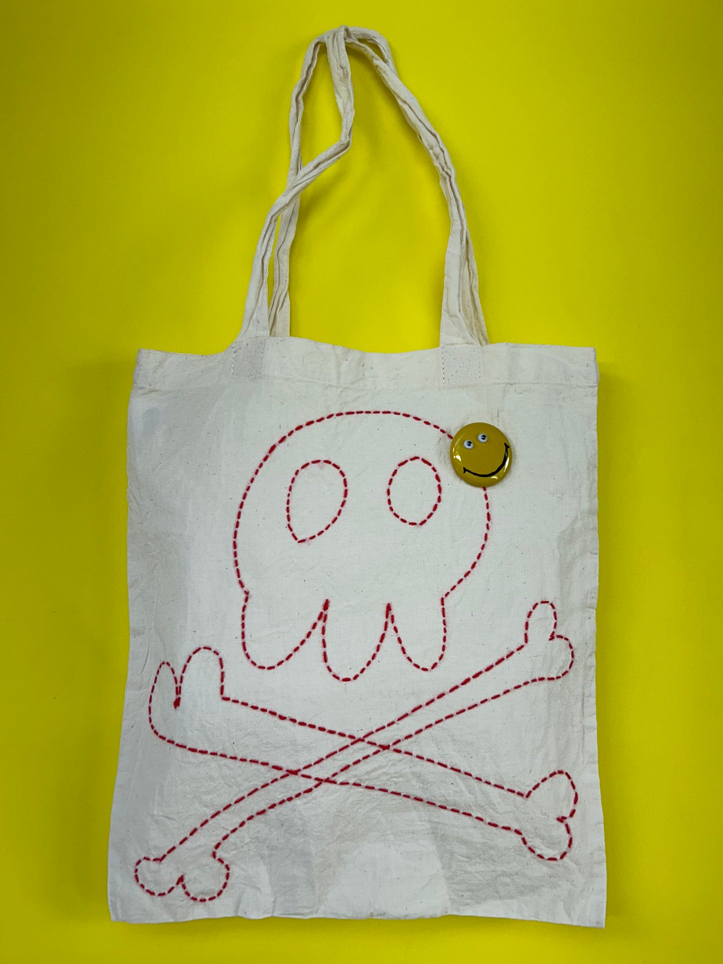 sashiko cotton  totebag skull 105