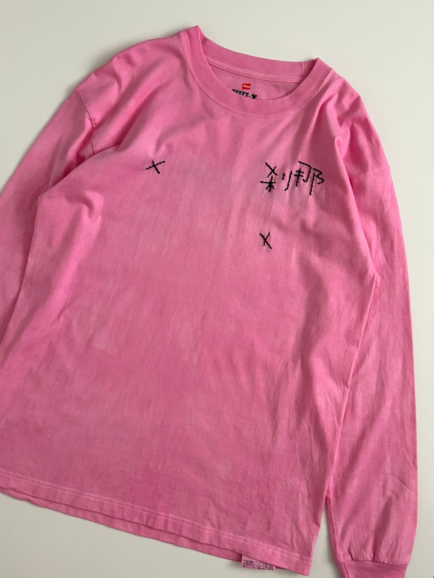 sashiko salvage uneven dyeing L/S T-shirt001