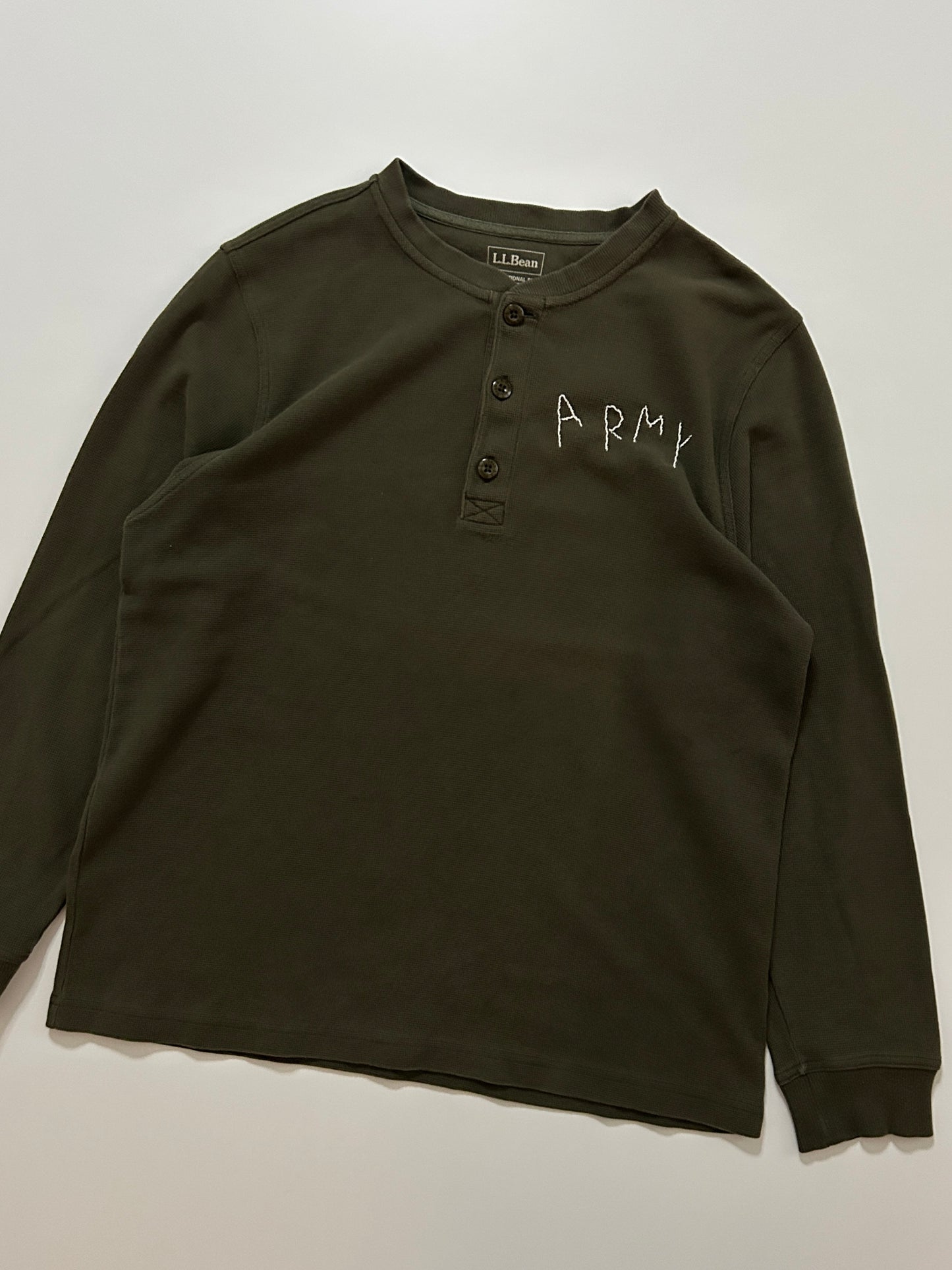 sashiko salvage Waffle Henley Shirt001