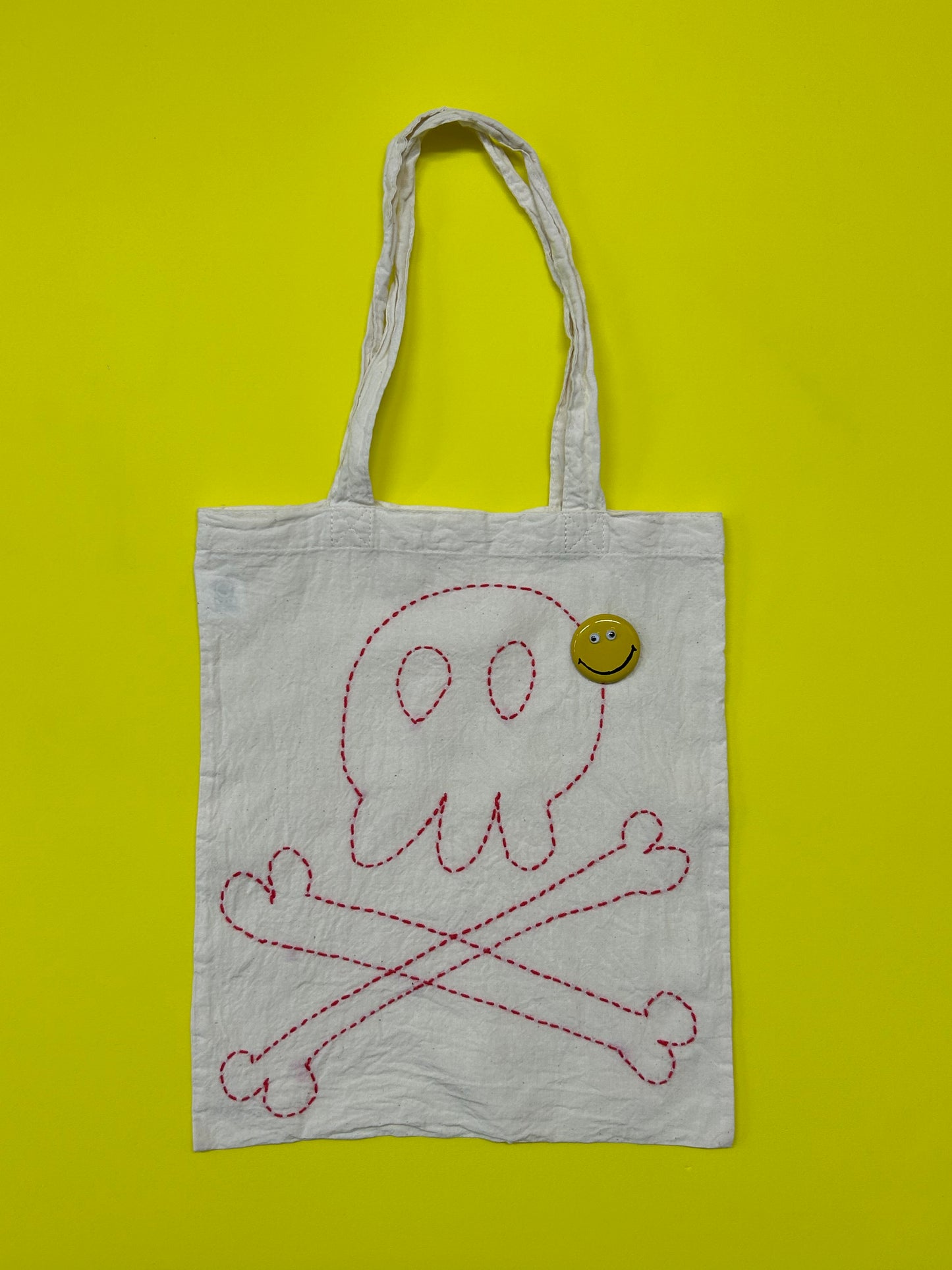 sashiko cotton  totebag skull 104