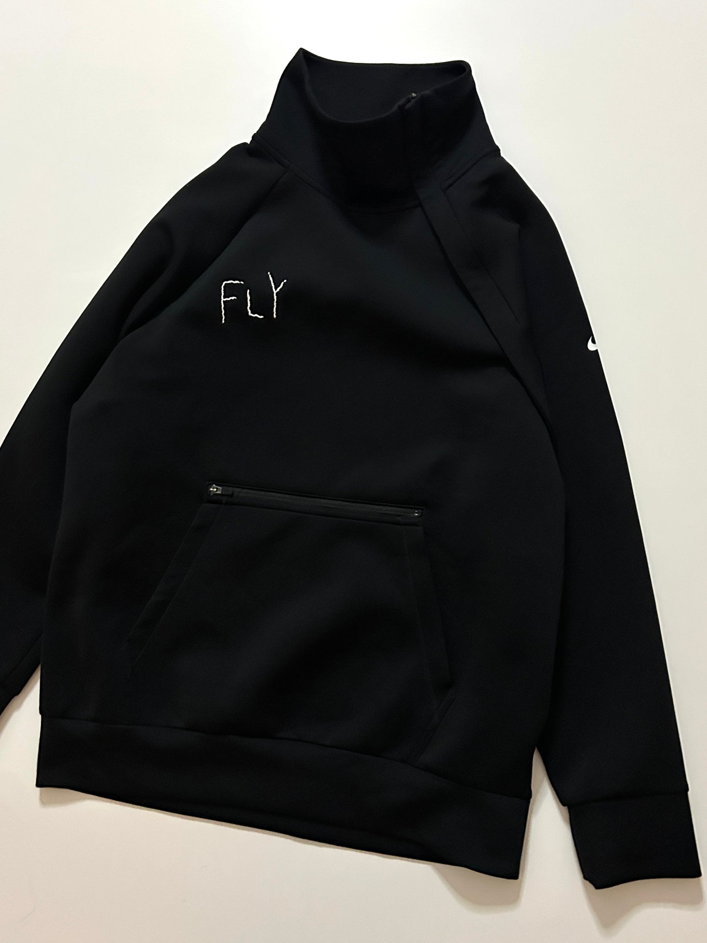 sashiko salvage half-zip Mock Sweat001